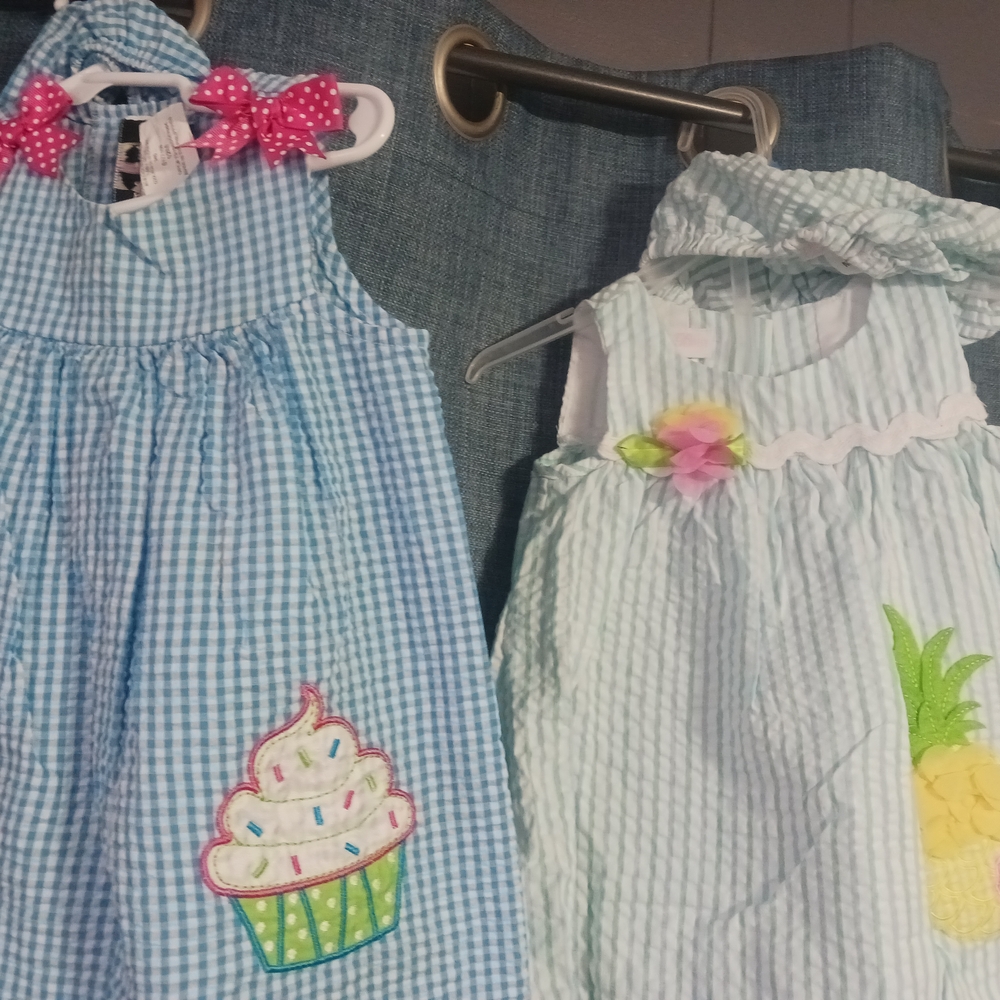 2 x 12 Month Outfits, Dresses And Bloomers RARE EDITIONS brand